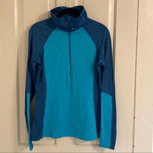 Under Armour Two-Toned Teal Cold Gear Quarter Zip Size Medium